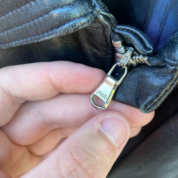 Vintage 1980s Hugo Boss Leather Jacket W/ Lampo Zipper Large Black - Picture 10 of 16